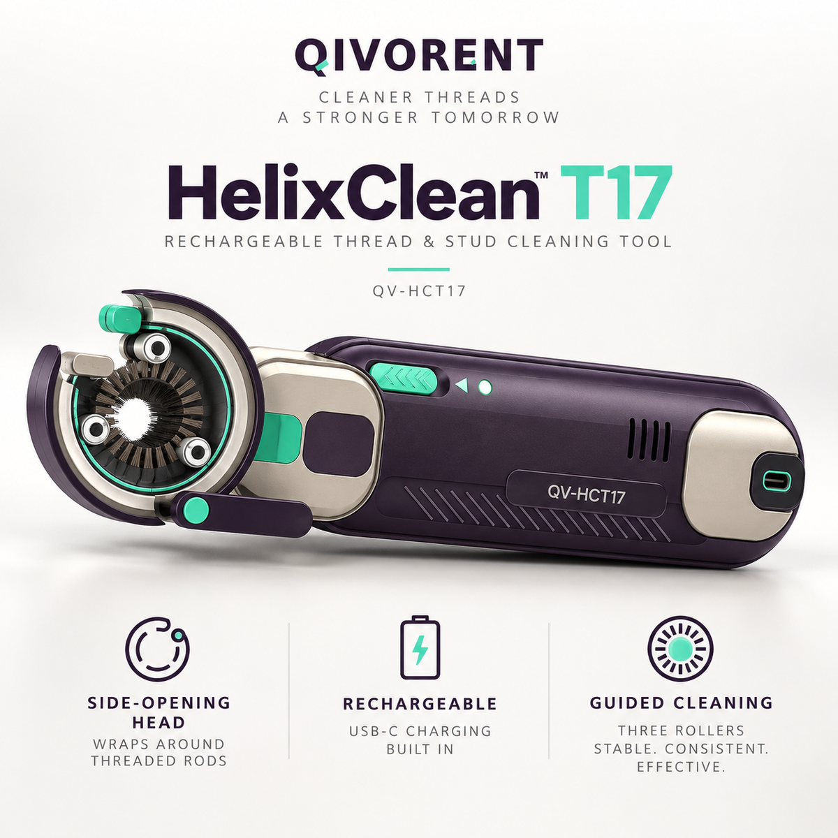 QIVORENT HelixClean T17 Rechargeable Thread & Stud Cleaning Tool