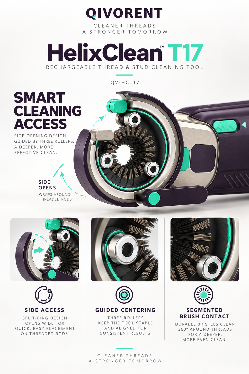 QIVORENT HelixClean T17 Rechargeable Thread & Stud Cleaning Tool detail 2
